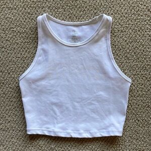 NEW BuffBunny Collection White Aurora Logo Crop Graphic Tank Top Size Small NWOT